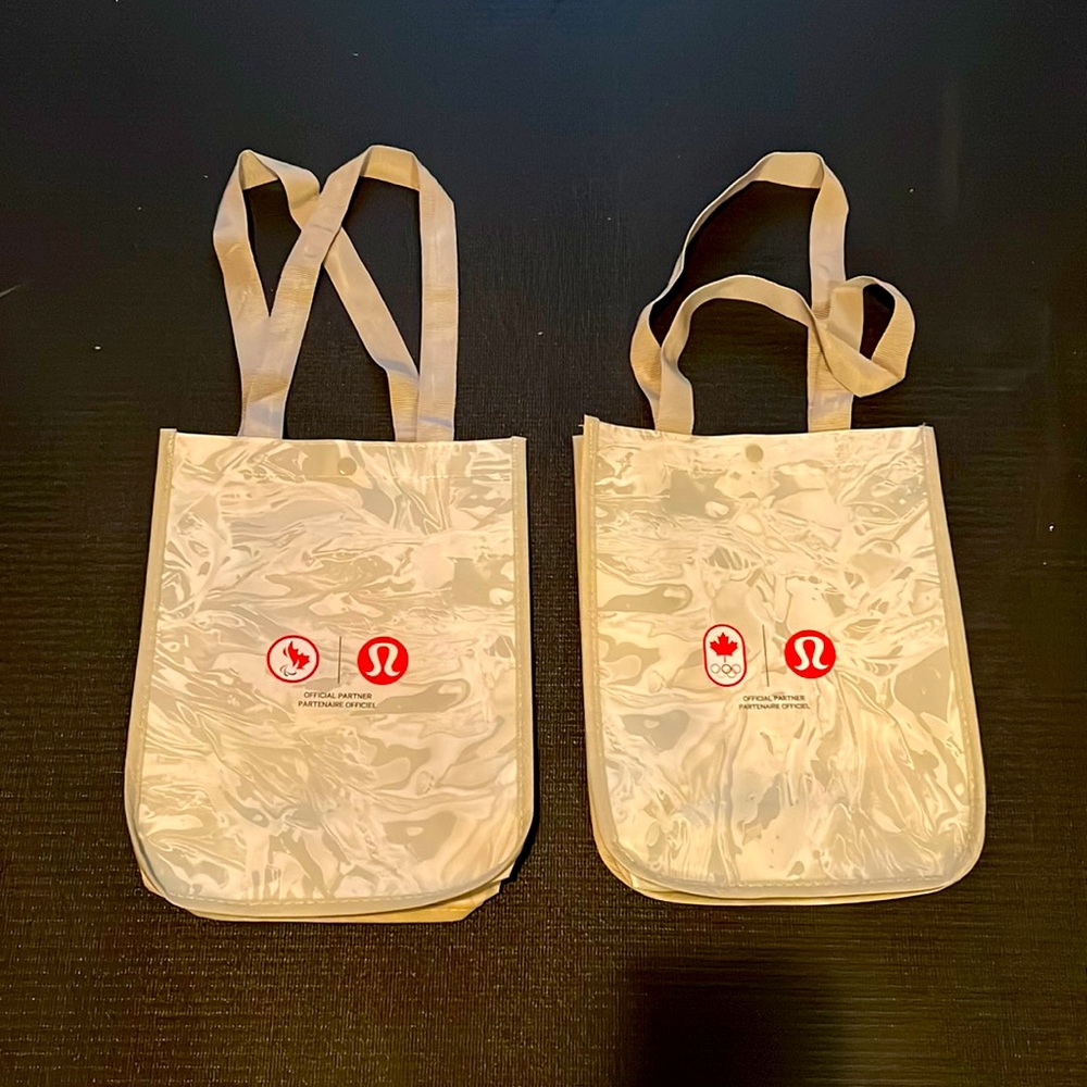 A pair of small size Lululemon recyclable bags